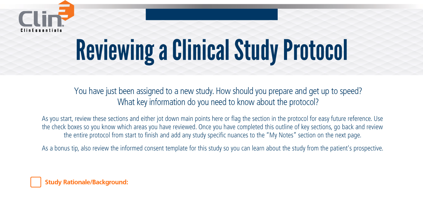 Reviewing a Clinical Study Protocol